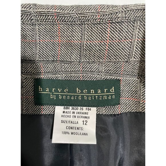 Harve Benard Womens Gray Plaid Wool Blazer Jacket Size 12 With Button Front - Picture 7 of 15